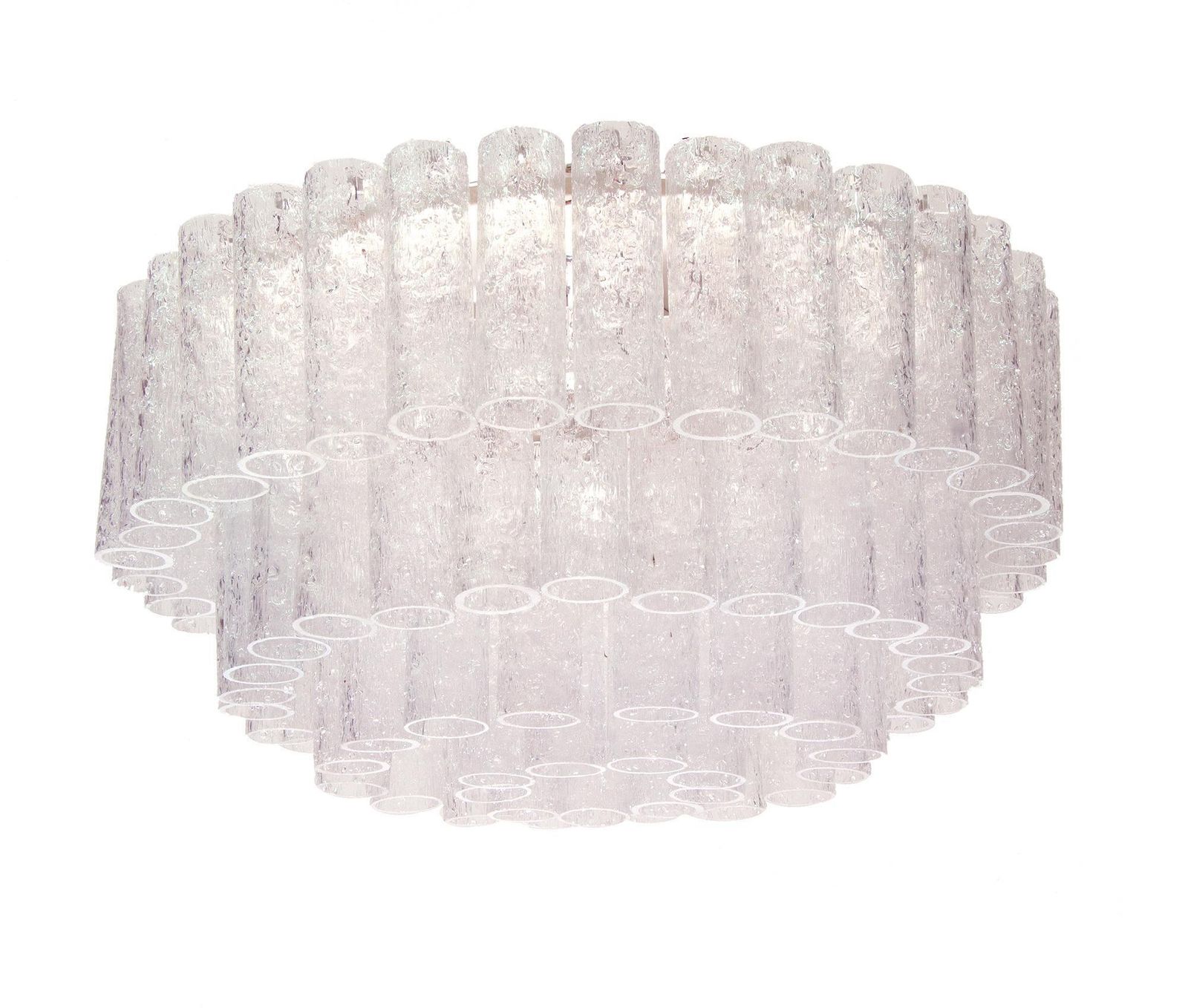 1 'Of 3' Cascading Doria 20" Murano Four Tier Flush Mount Ice Glass Tubes, 1960s photo buy