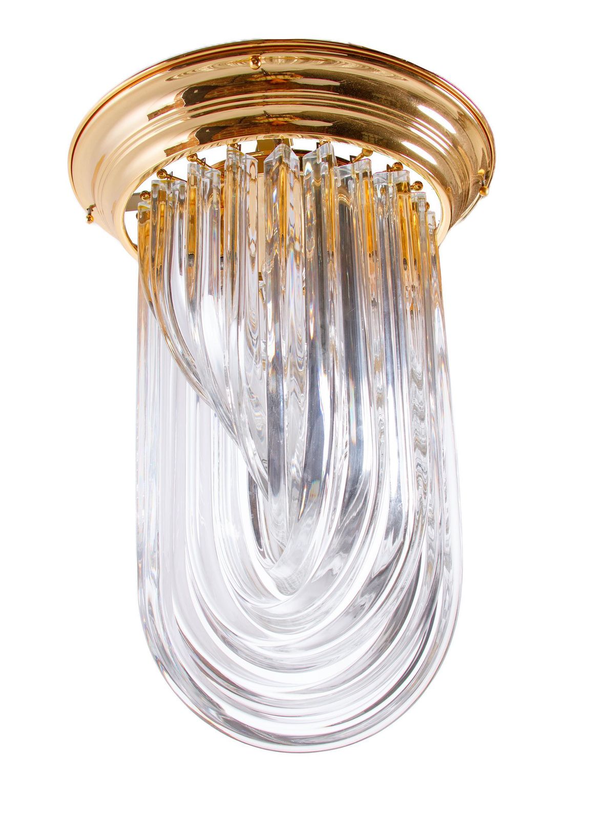 Triedri Curvati Murano Glass Flush Mount Chandelier By Carlo Nason, Venini Italy photo furniture