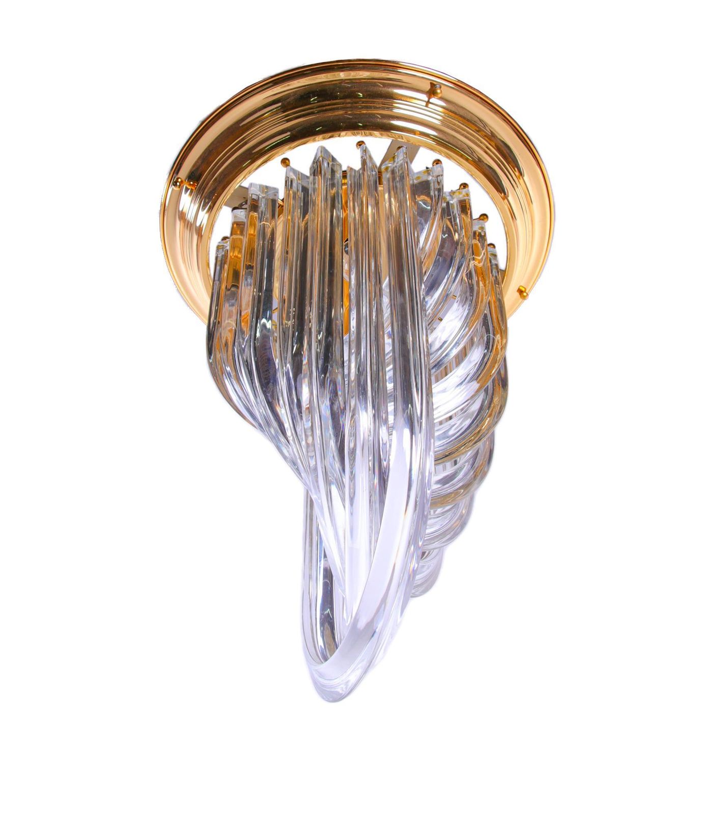 Triedri Curvati Murano Glass Flush Mount Chandelier By Carlo Nason, Venini Italy photo Lighting