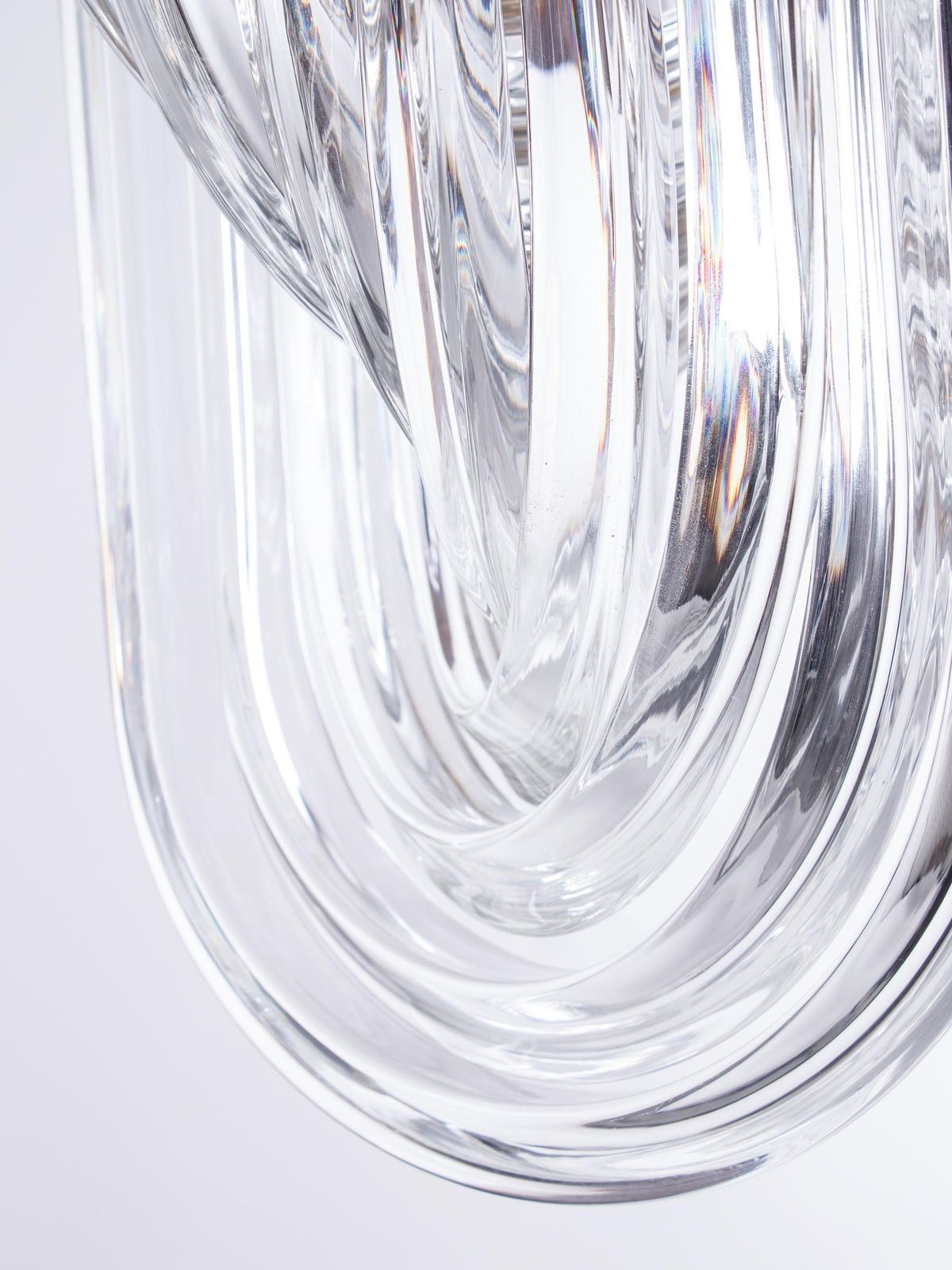 photo for sale Triedri Curvati Murano Glass Flush Mount Chandelier By Carlo Nason, Venini Italy