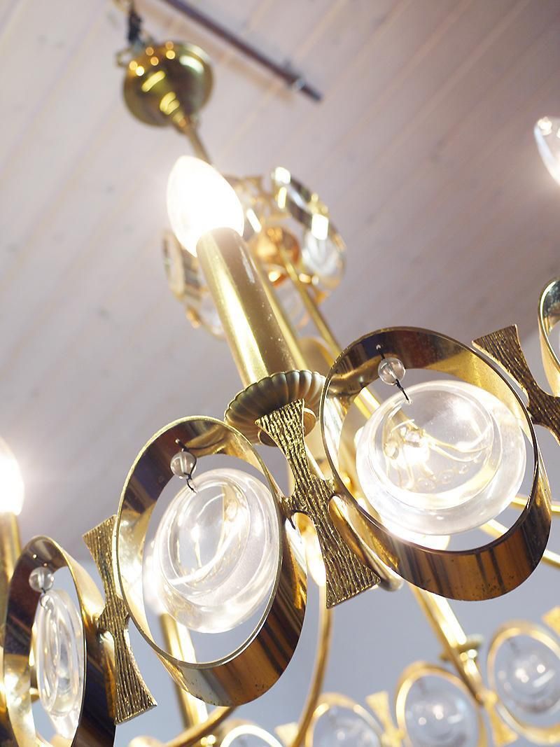 Lobmeyr Chandelier Crystal Glass & Gilt Brass, Austria, Vienna, 1960s photo Lighting