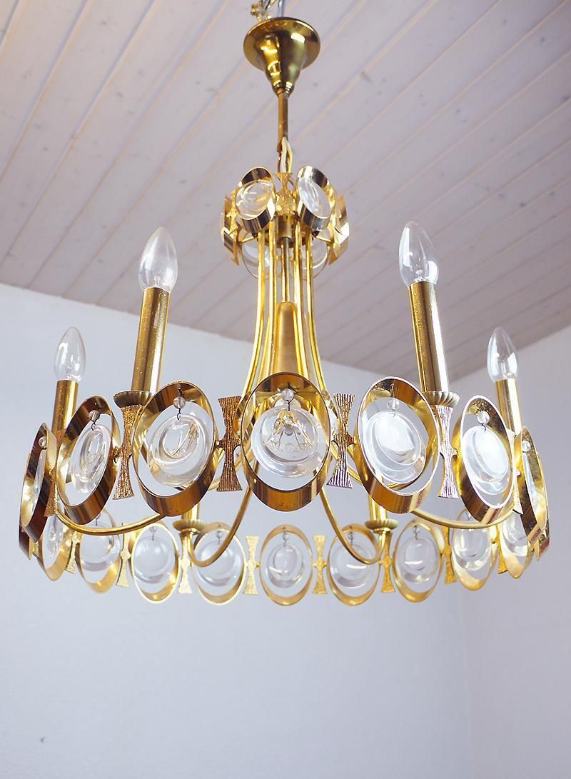 Lobmeyr Chandelier Crystal Glass & Gilt Brass, Austria, Vienna, 1960s photo buy