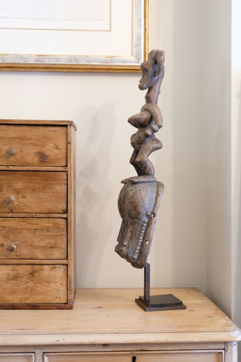 Carved African Guro (Gouru) Fertility Figure Sculpture On Stand photo Art