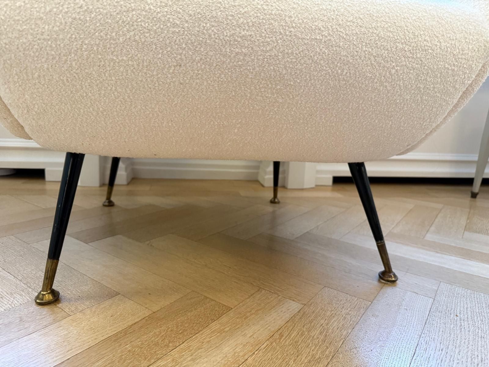 Vintage Pair Italian Armchairs Cream Boucle photo 450.0