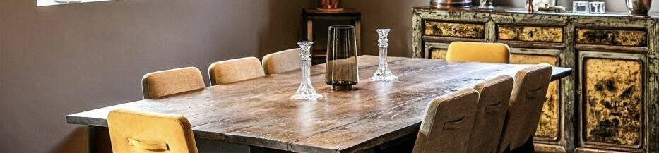 Bespoke French House Dining Table  Early 19th C Wide Oak Boards On Jean Prouve Designed Painted Steel Bases, 8ft X 4.5ft photo for sale