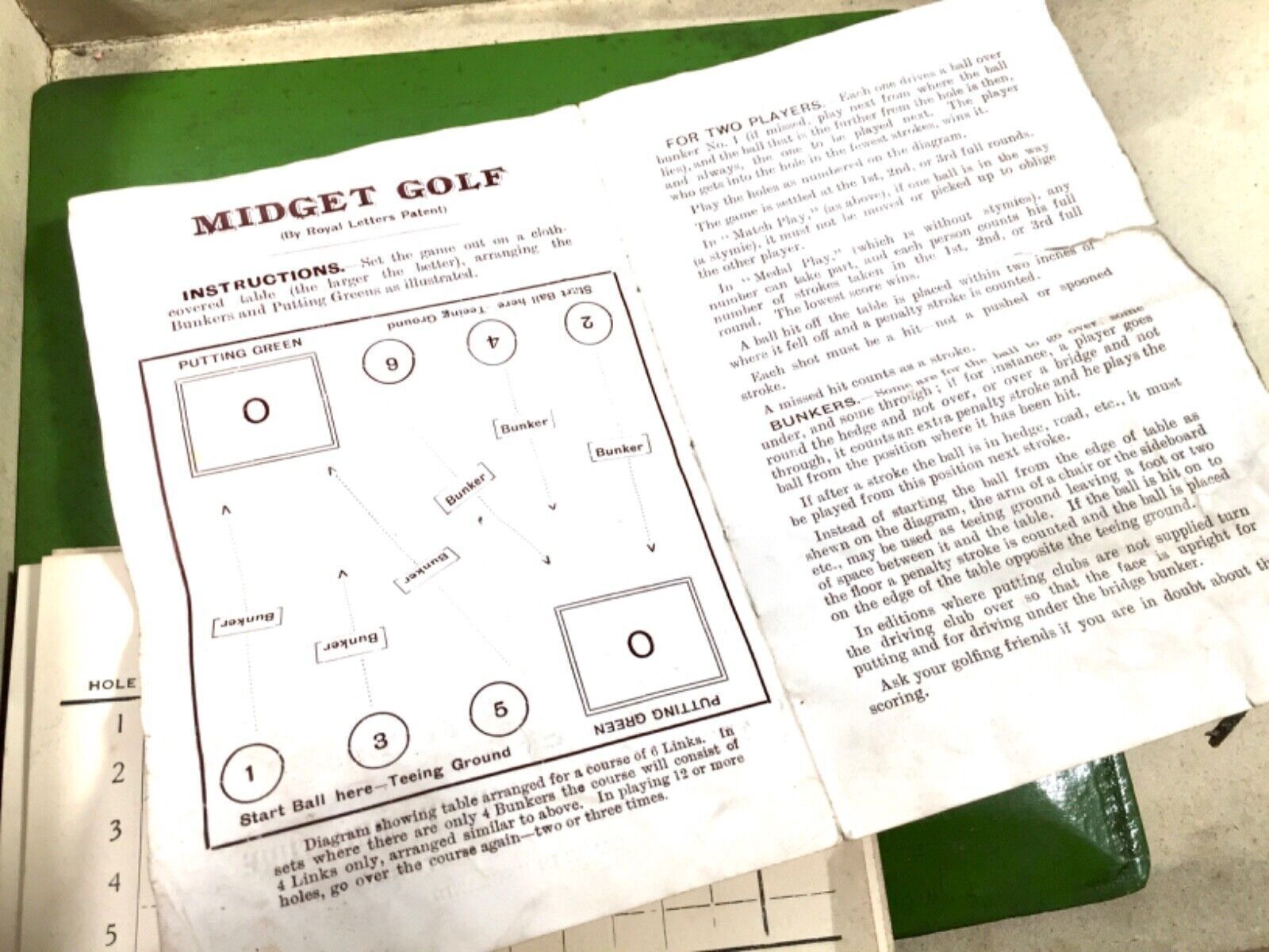 99.0 Antique 1910s Tabletop Midget Golf Parlour Game By Royal Letters Boxed / Rare photo