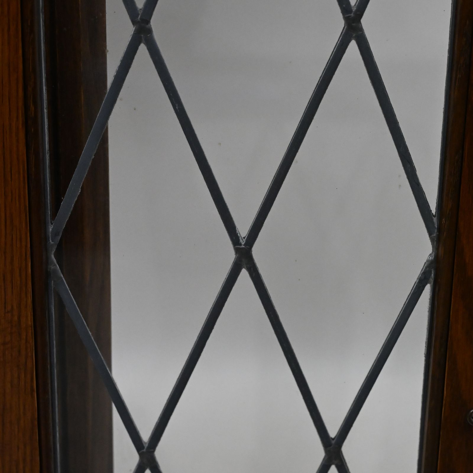 Old Charm Hanging Corner Display Cabinet Leaded Glass Tudor Brown Free Delivery photo vintage