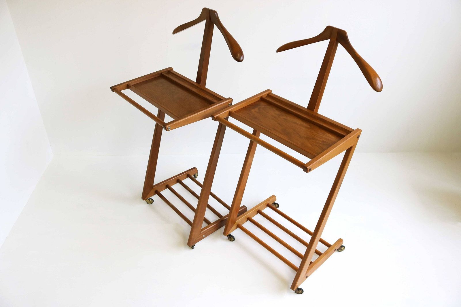 Couple / Pair ,Vintage Night Valet Mid  Century Dressboys / Two Bedside Tables, Valet Stand Wood , Bedroom Furniture, Made By Opal 1960s