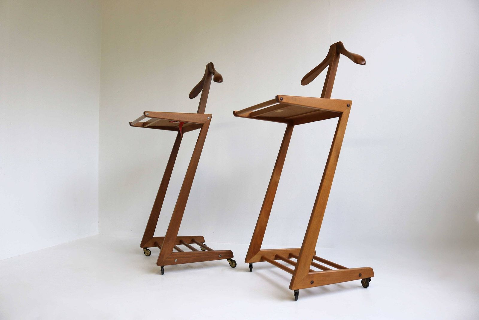 Couple / Pair ,Vintage Night Valet Mid  Century Dressboys / Two Bedside Tables, Valet Stand Wood , Bedroom Furniture, Made By Opal 1960s photo 1281.0