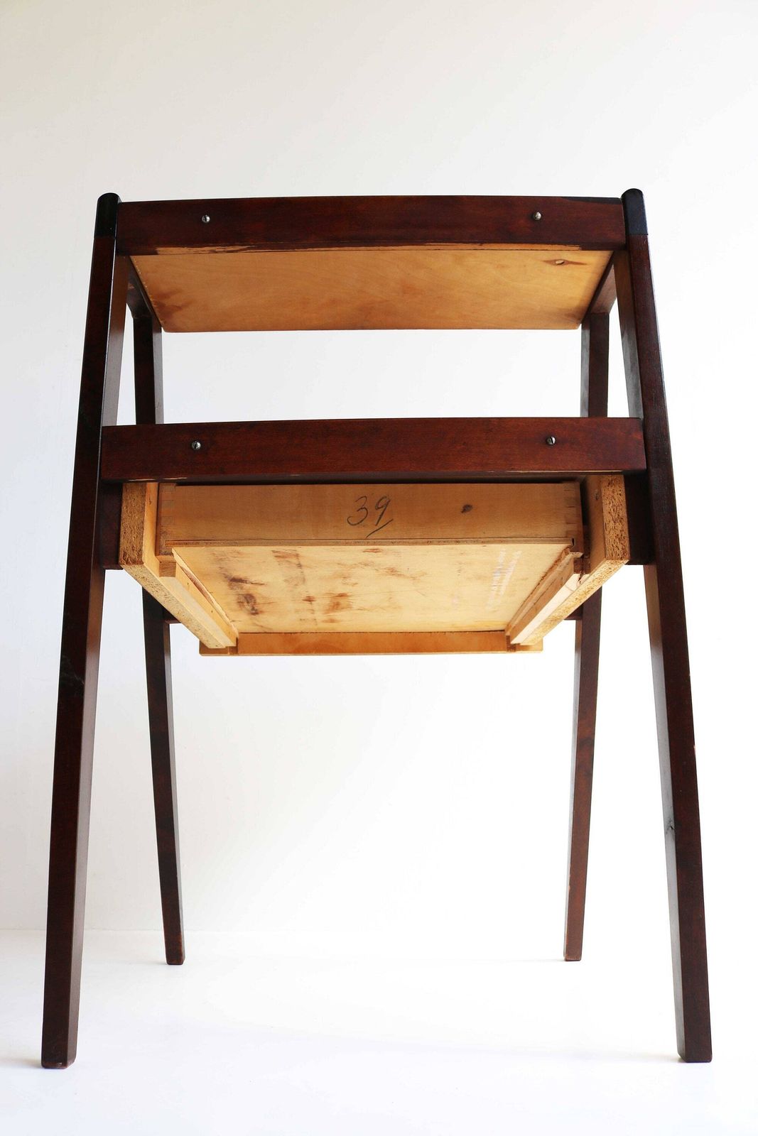 photo for sale Danish Modern Teak Nightstand Mid Century End Table Compass Legs Bedside Table Two Tiers Drawer Side Table Bedside Cabinet