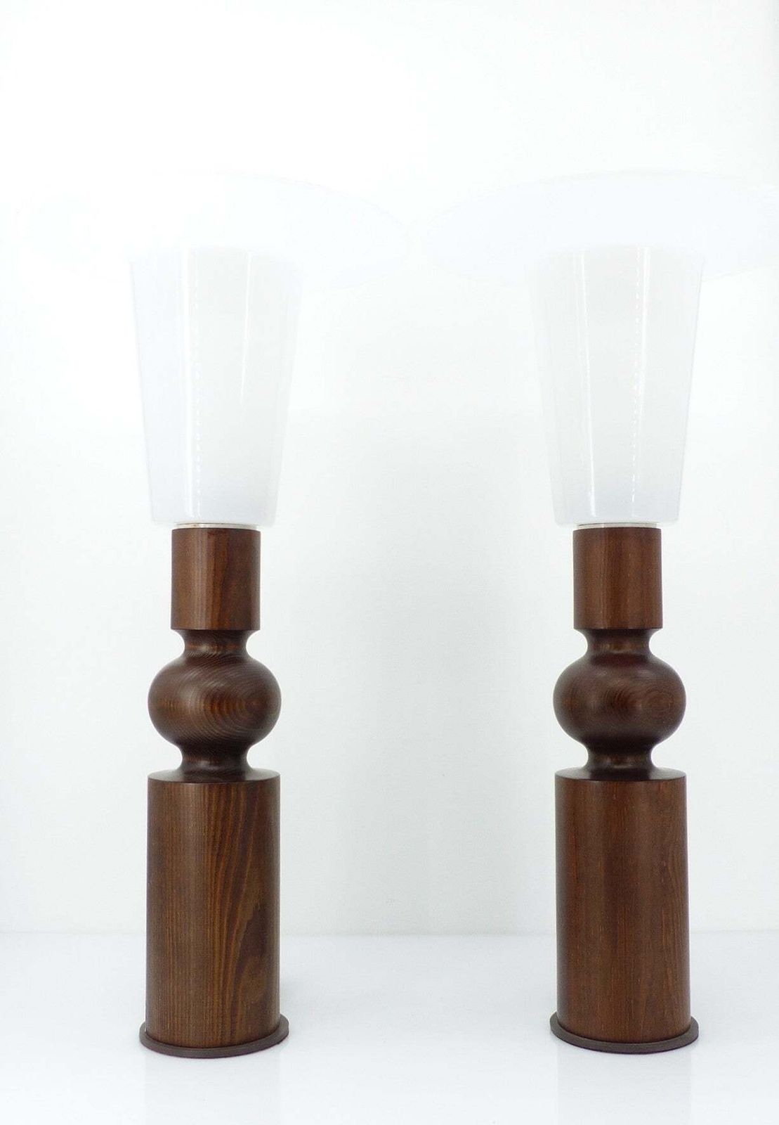 Pair Of Scandinavian Pine Table Lamps By Uno Kristiansson For Luxus, Sweden, Circa 1965 photo for sale
