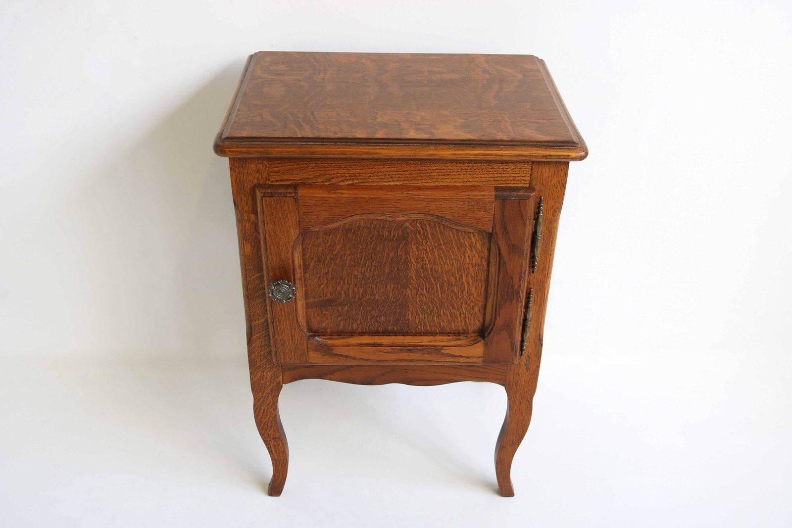 Wooden Mid Century French Louis XV Style Door Bent Legs Farmer Style Nightstand Bedside Table End Table Country Side Table 1960 photo furniture