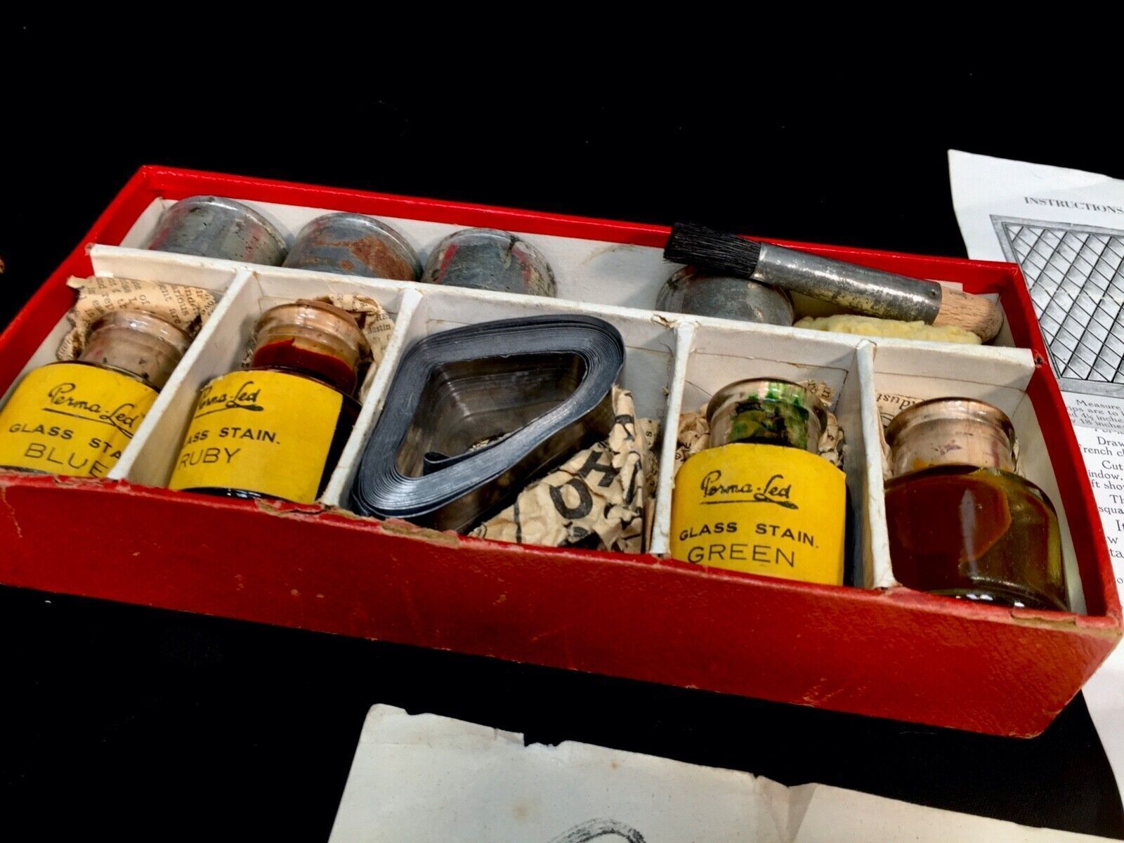 Antique 1930s Rare Perma Led Stained Glass Makers / Artists Kit Box / Lead Work photo buy