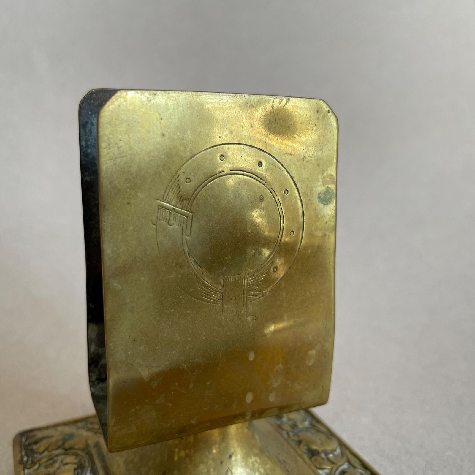 Antique Brass Matchbox Holder Letter Holder Decorative Desk Ornament Match Box Holder Ornate Gold photo vintage