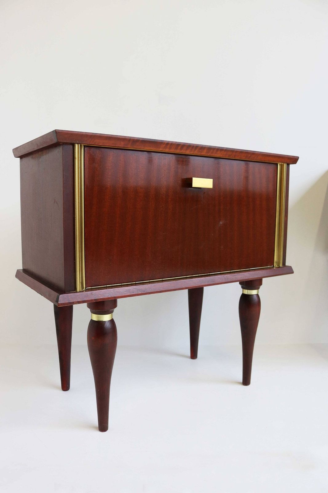 Shiny Couple Midcentury Modern Scandinavian 60 Nightstands Bedside Tables Additional Tables Side Tables 1960s End Tables Valve photo for sale