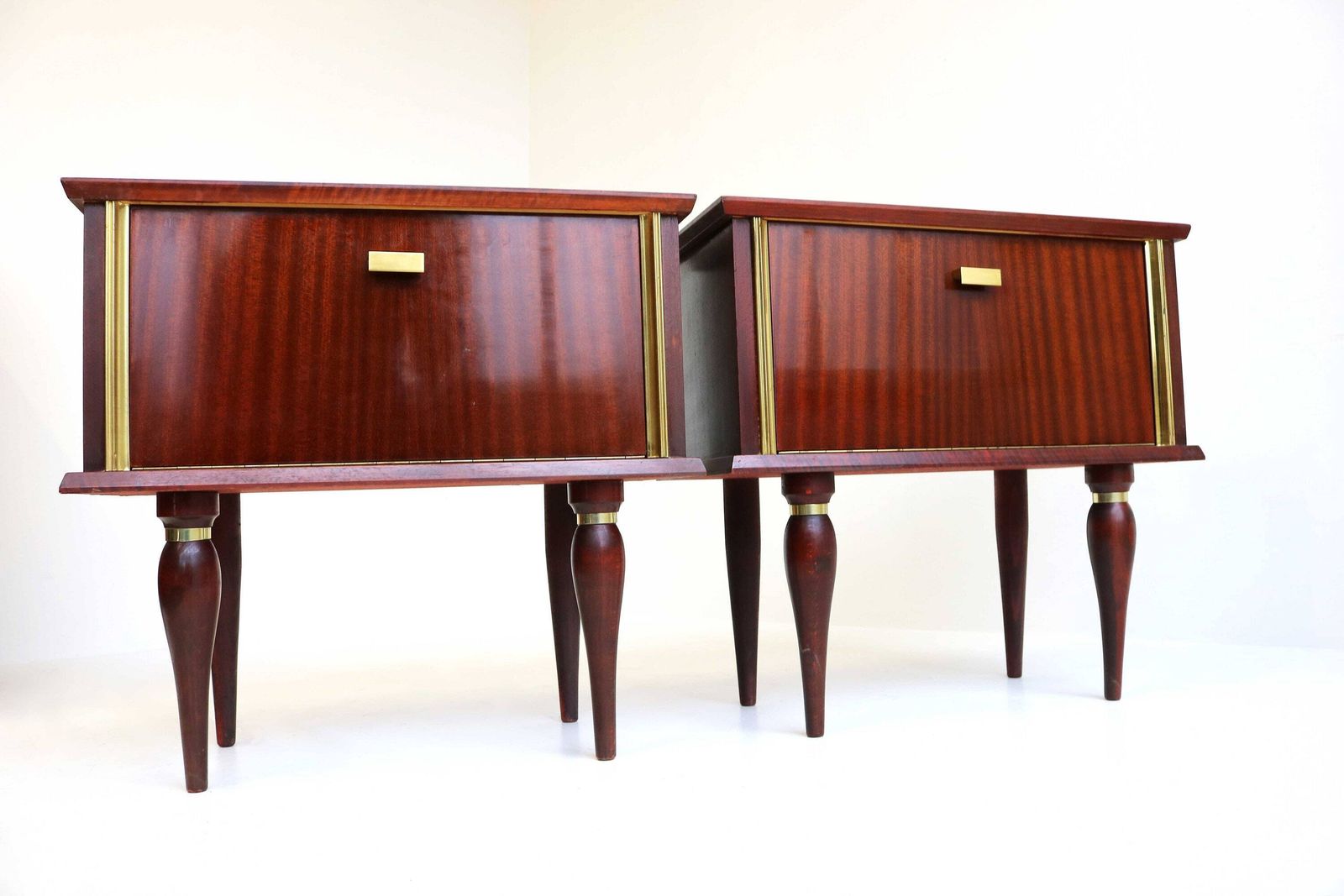 Shiny Couple Midcentury Modern Scandinavian 60 Nightstands Bedside Tables Additional Tables Side Tables 1960s End Tables Valve photo 831.0