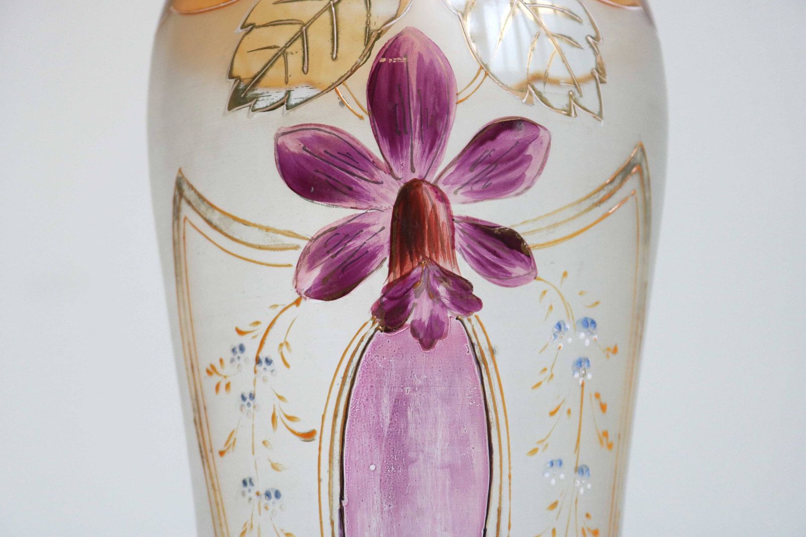 Antique Hand Blown Vases Ornamental Glass Enamel Paintings Gold Painted Decorative Vase Art Nouveau Jugendstill 1910 1920 photo Home Decor