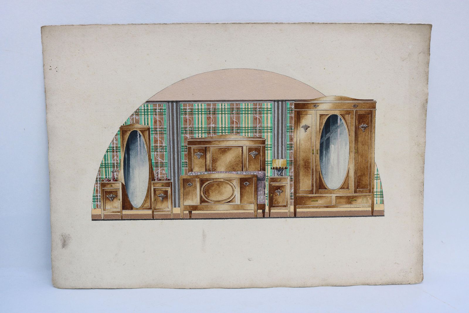 Art Deco Aquareltekening, Meubelontwerper, Meubelmakerij L'art Mobilier In Brugge, Handgemaakt, Ca. 1920–1930 photo furniture