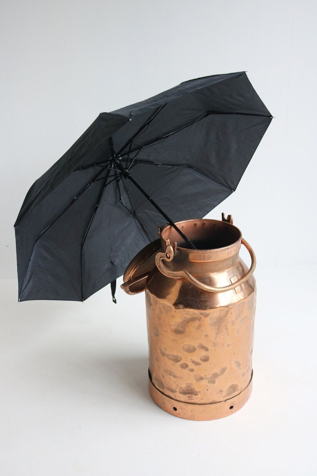 Antique Copper Plated Milk Container "Sp715", 1900s Milk Jar Umbrella Stand Holder Country Style Authentic Can Farm Late 19th Century photo buy