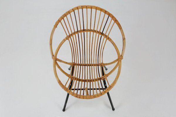 Mid Century Rattan Childrens Lounge Chair, The Netherlands, 1960s photo for sale