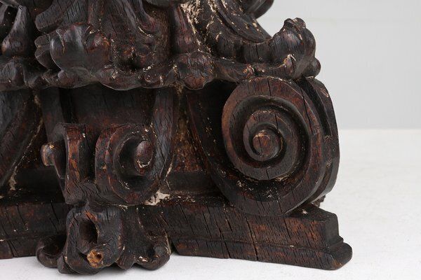 Antique Hand Carved Corinthian Column Ornament, France, 18th Century photo Home Decor