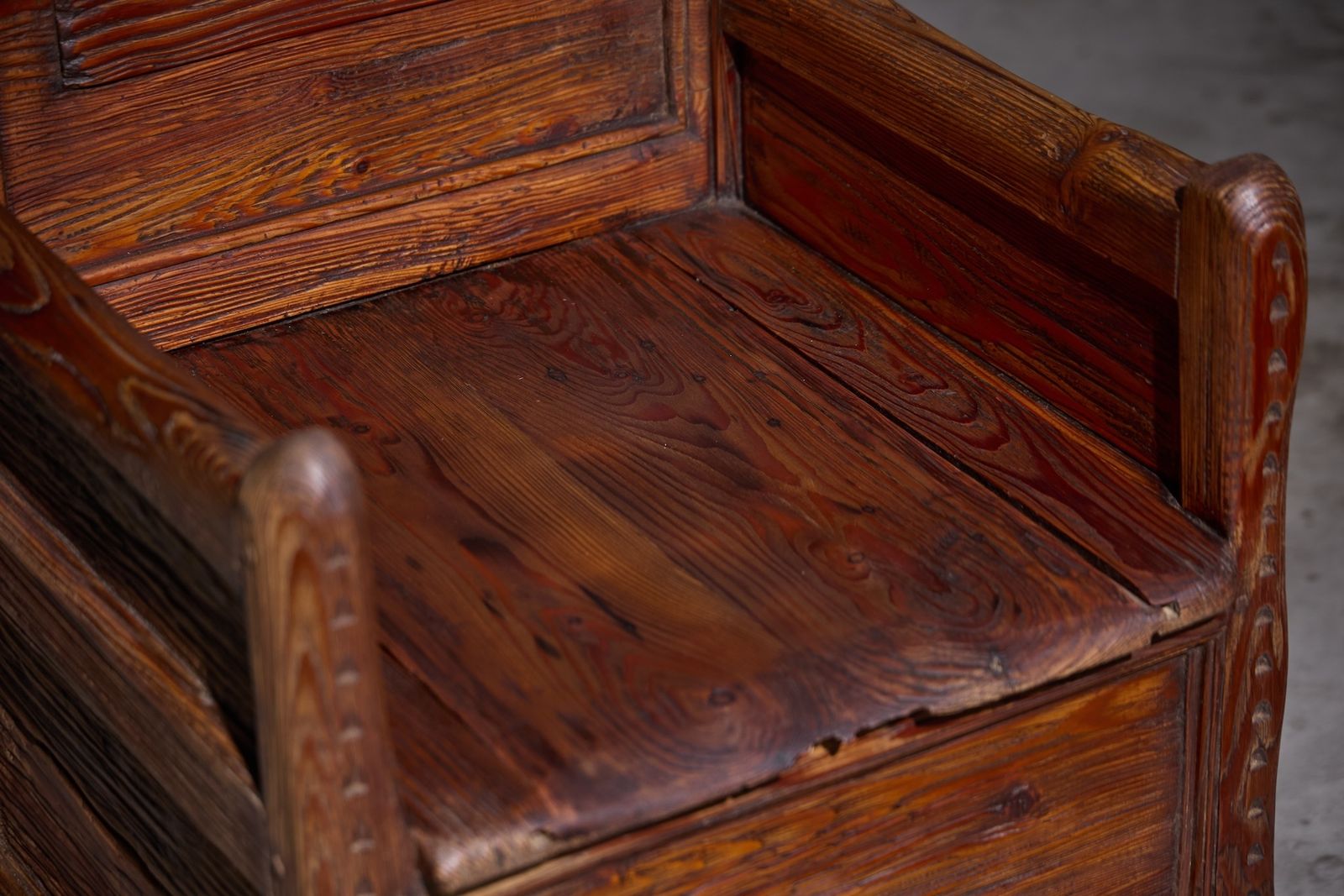 Curved Wooden Armchair With Inner Compartment, France, 19th Century photo vinterior
