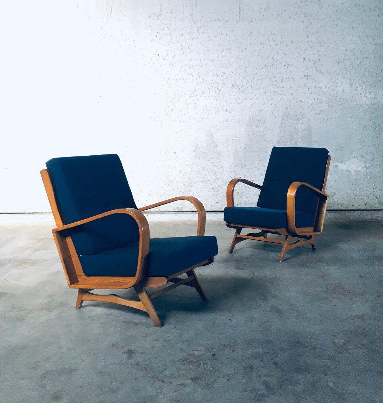 Midcentury Modern Design Bentwood Lounge Chairs, 1950's Belgium