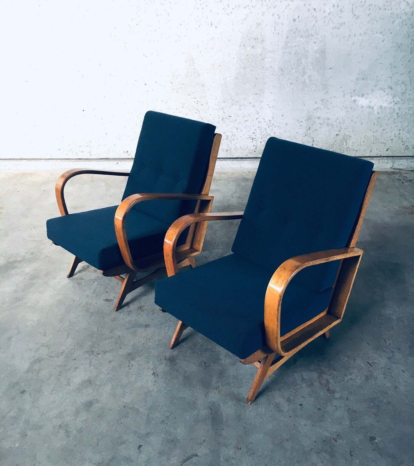 photo for sale Midcentury Modern Design Bentwood Lounge Chairs, 1950's Belgium