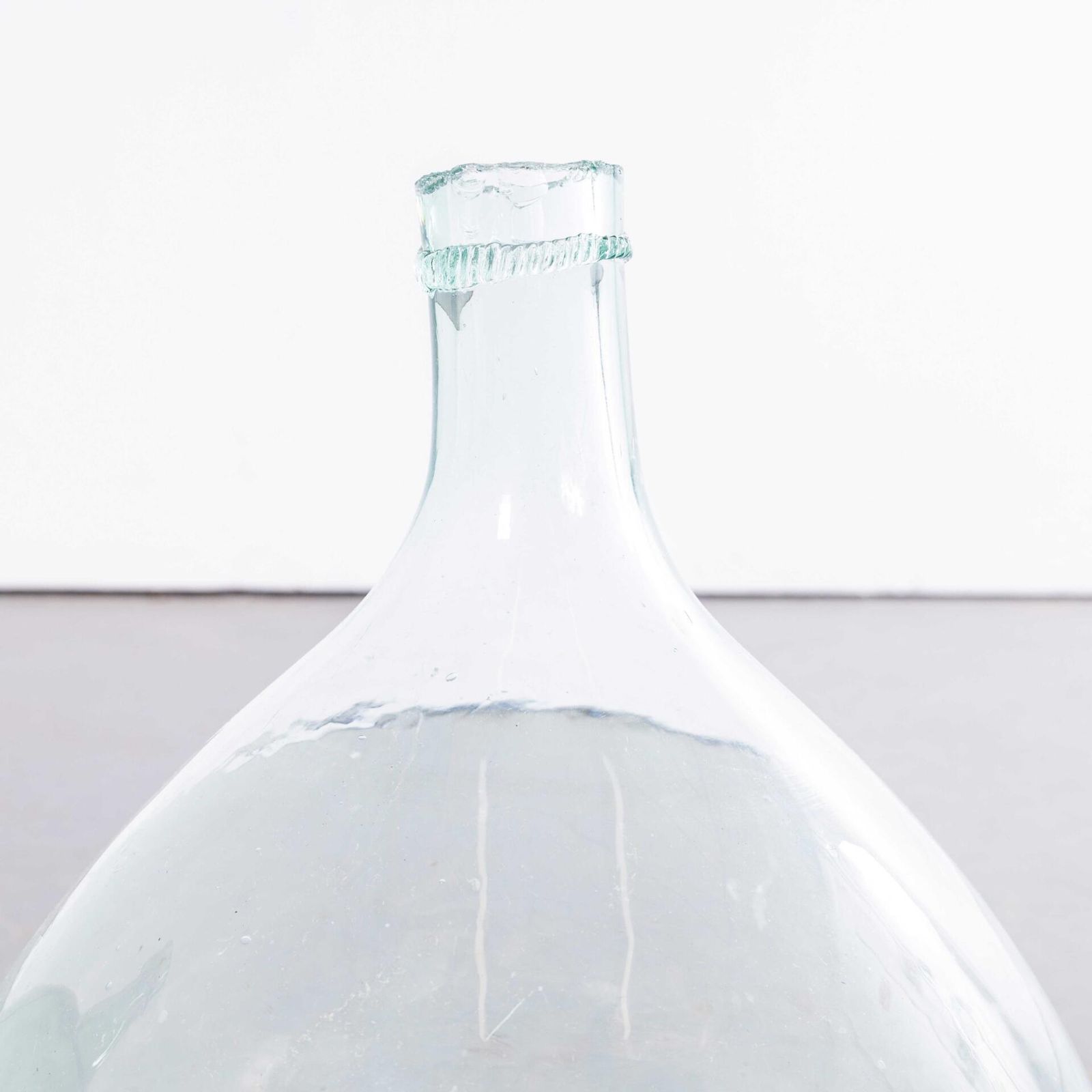 Vintage French Round Clear & Light Green Glass Demijohns – Pair photo furniture