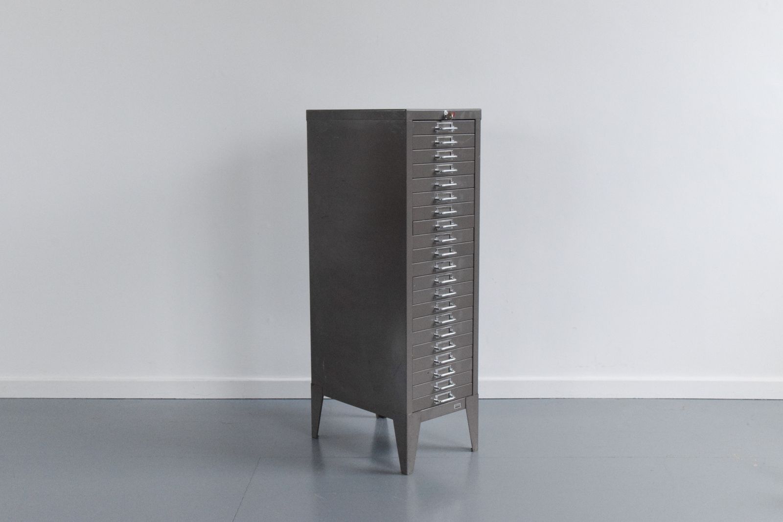 Industrial Grey 21 Drawer Metal Filing Cabinet By Stor photo for sale