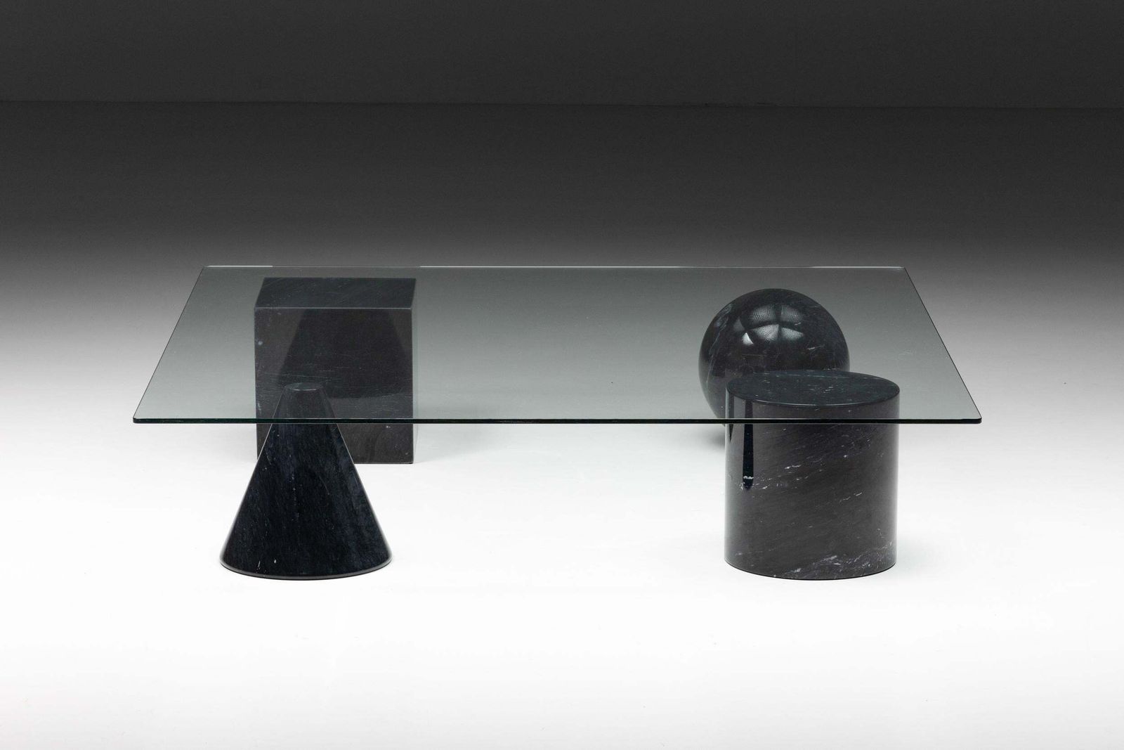 Marble And Glass Coffee Table In The Style Of Massimo Vignelli, 1970's photo for sale