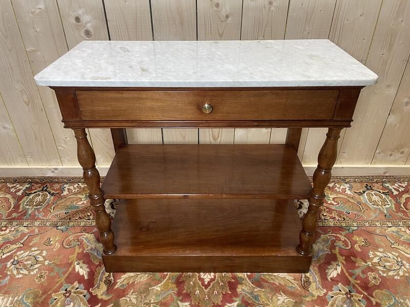 Console D'entrée En Acajou Napoléon III Et Marbre De Carrare photo 900.0