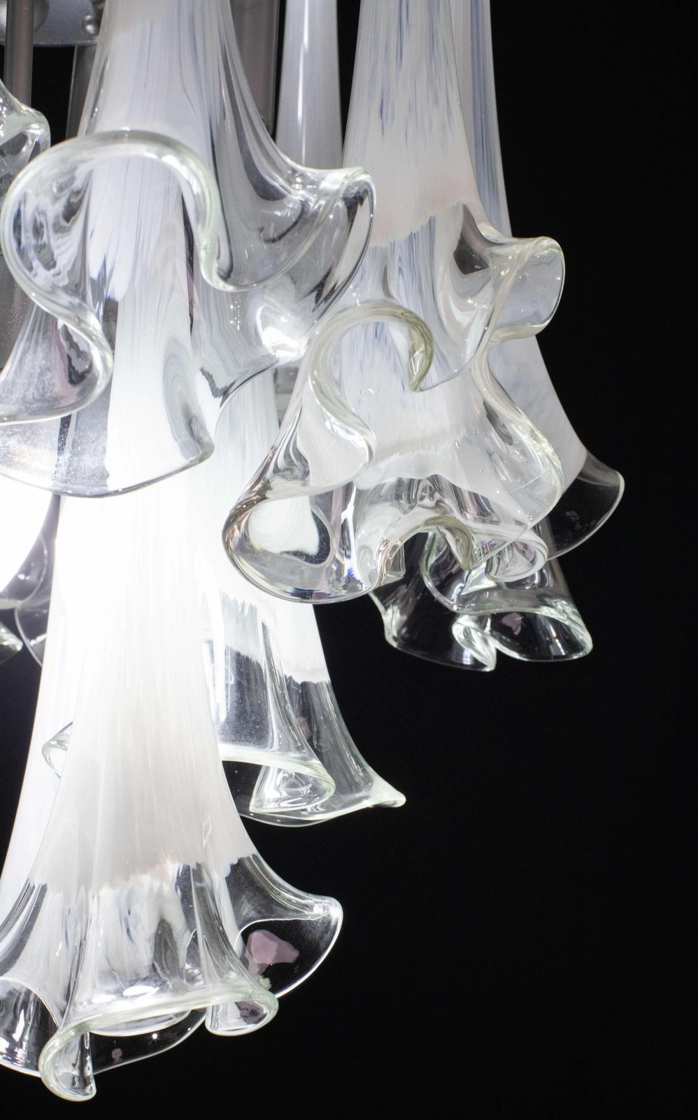 Great Design Murano Glass White Chandelier “Calle” By Venini, 1970 photo 3926.0