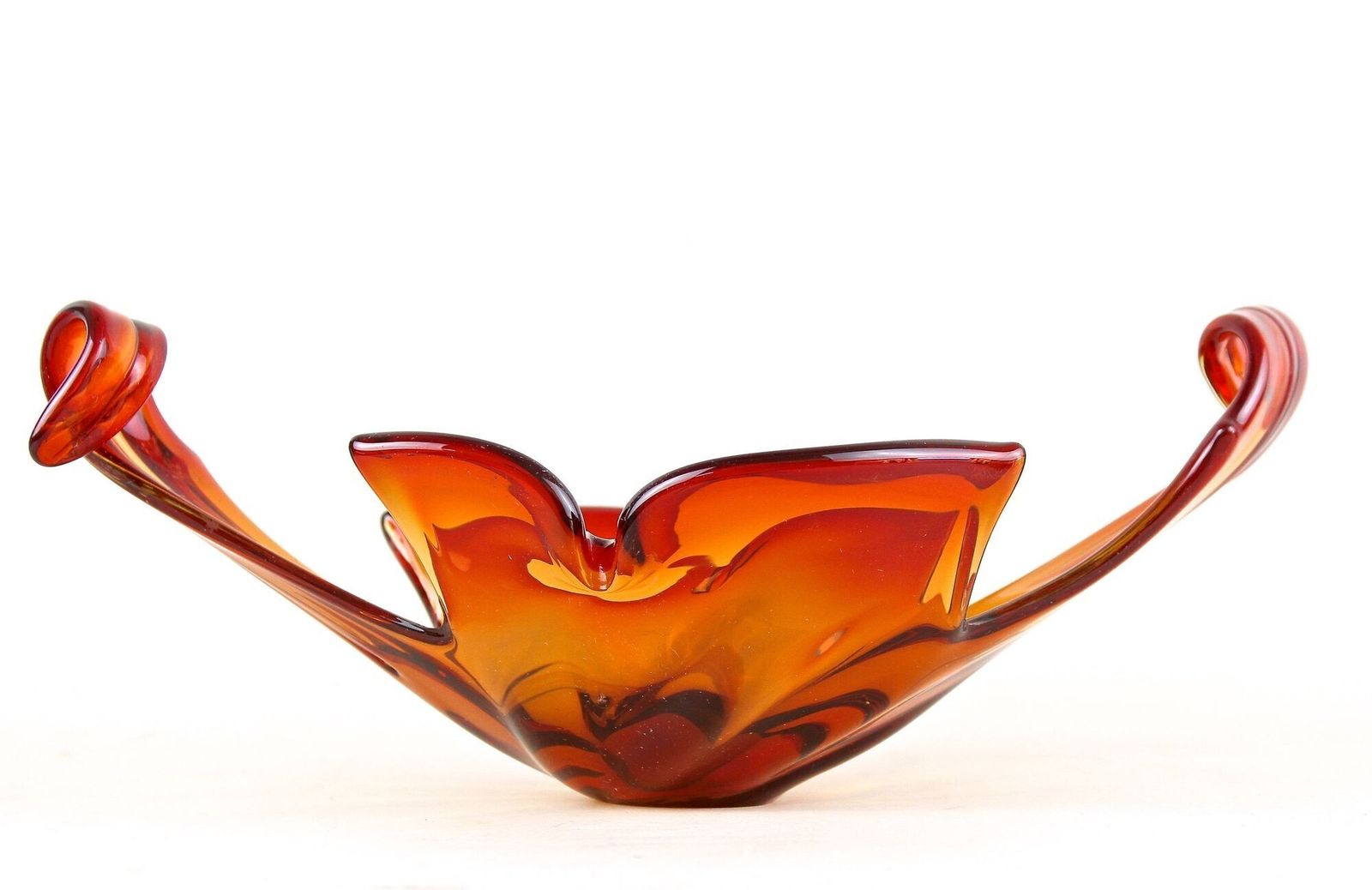 Mid Century Murano Sommerso Glass Bowl   Red/ Orange Tones, Italy Ca. 1960 photo vintage