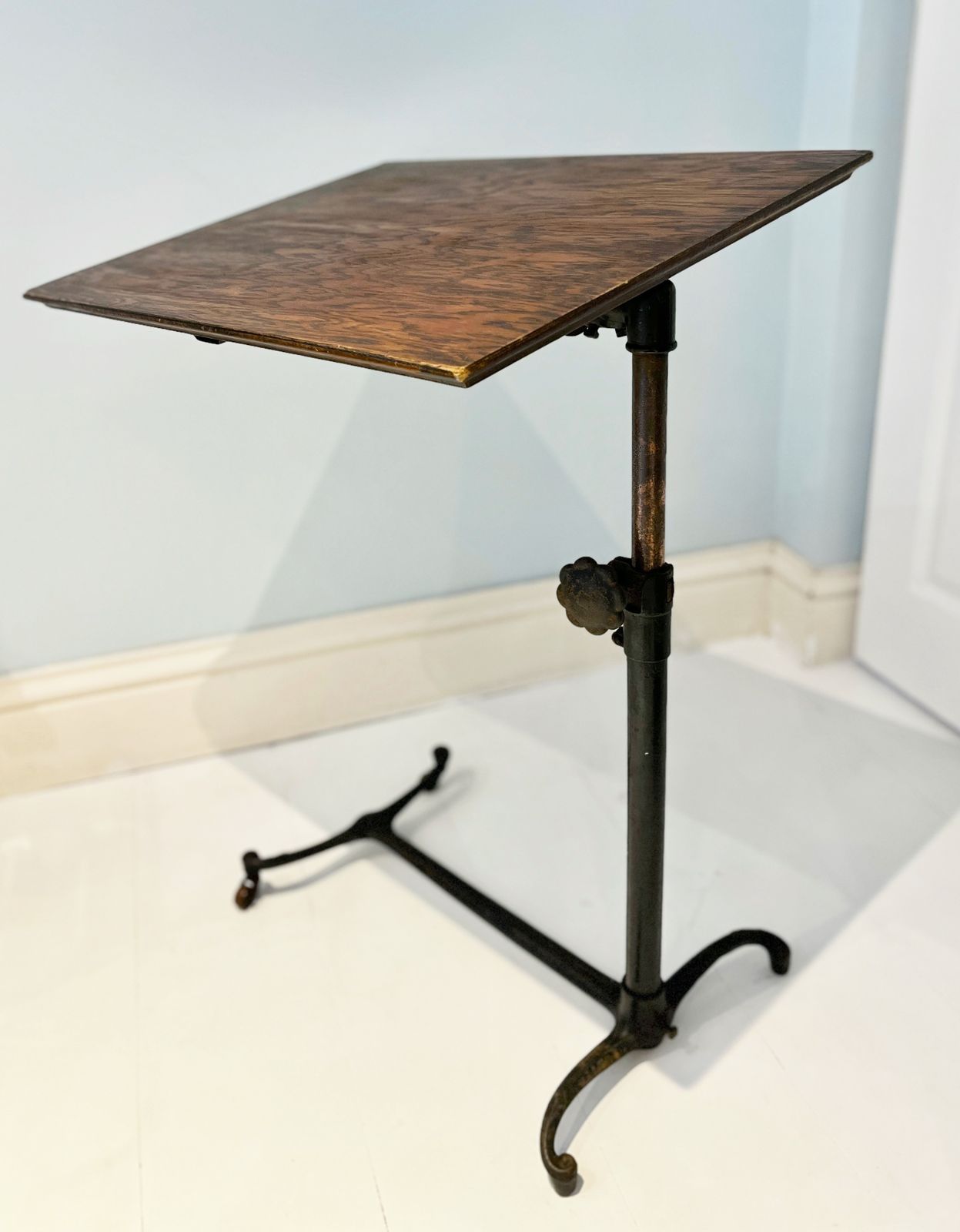 Victorian Reading Stand, Adjustable Reading Table, Architect Drawing Board, Cast Iron Base photo for sale