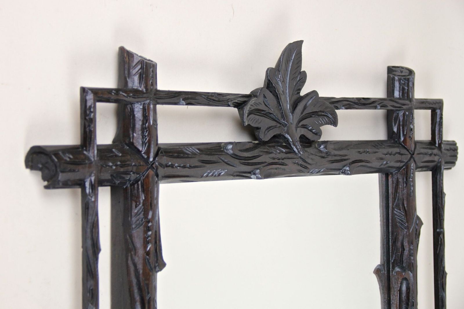 19th Century Rustic Black Forest Mirror, Hand Carved, Austria, Circa 1880 photo Home Decor