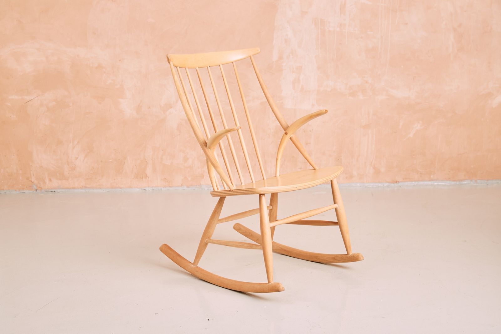 Vintage Illum Wikkelsø Iw3 Gyngestol No. 3 Rocking Chair For Niels Eilersen   Mid Century Danish