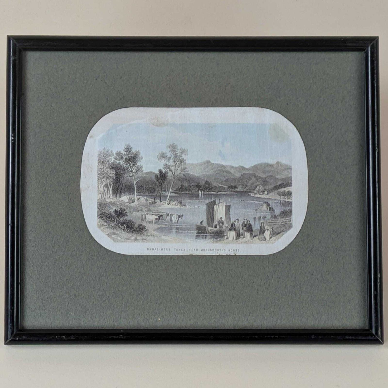 photo for sale Antique 1850s British Framed Landscape Lithograph Letter Headings From England, Decorative Wall Hangings