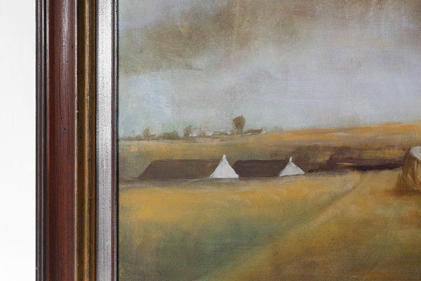 Frank Bogaert, Hay Landscape, 1950s, Oil On Board, Framed photo Art