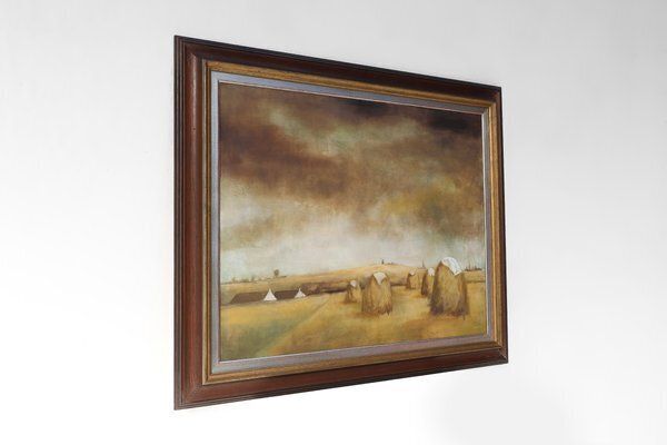 Frank Bogaert, Hay Landscape, 1950s, Oil On Board, Framed photo buy