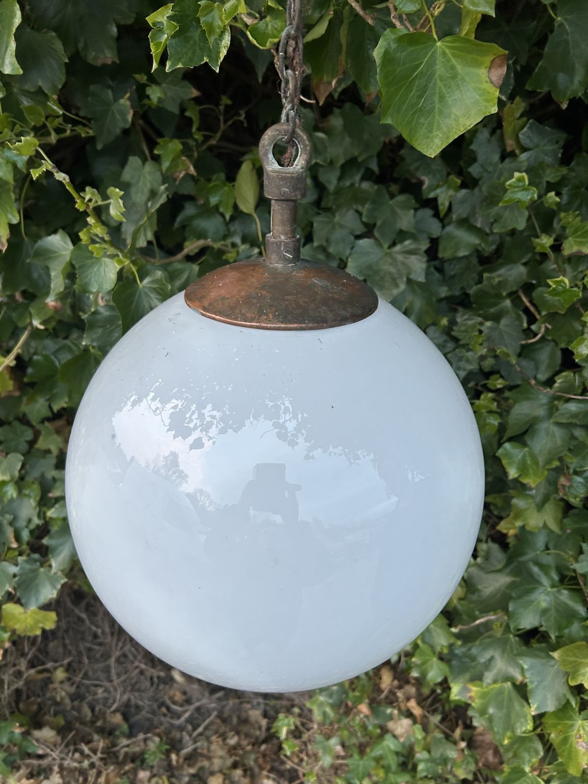 Glass Globe Opaline Hanging Pendant Light Fitting photo furniture