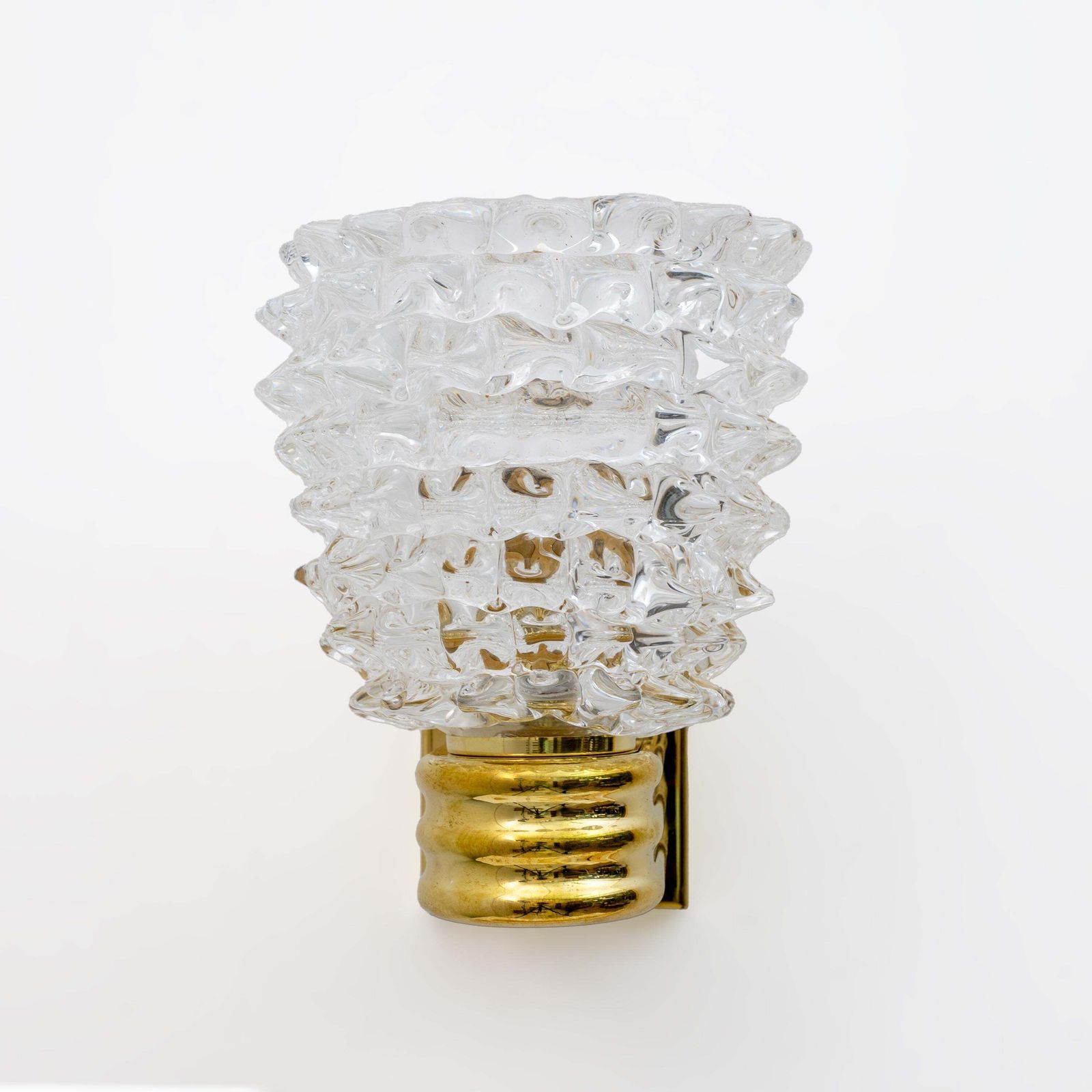 Barovier & Toso Art Dèco Style Brass And Rostrato Murano Glass Big Sconces, Pair photo 3042.0