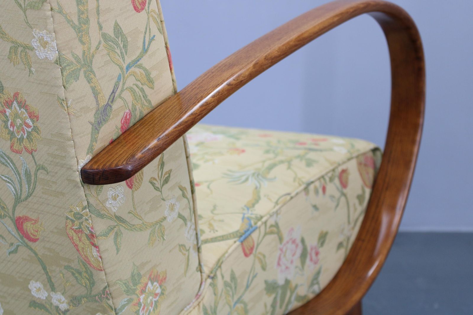 Furniture 1950s Refurbished Jindrich Halabala  Armchair, Czechoslovakia photo
