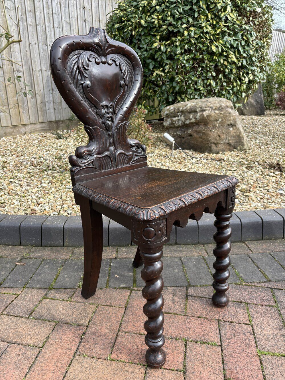 Victorian Oak Hall Chair, 1800s