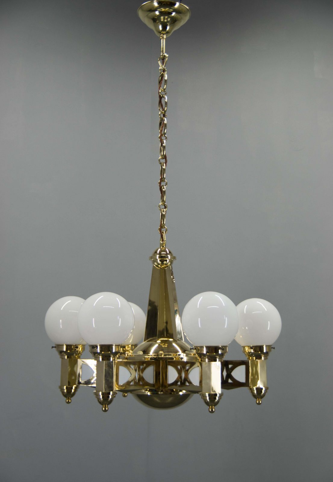 photo for sale Rare Art Nouveau Chandelier By Emil Kralik For Vulkania, 1920s
