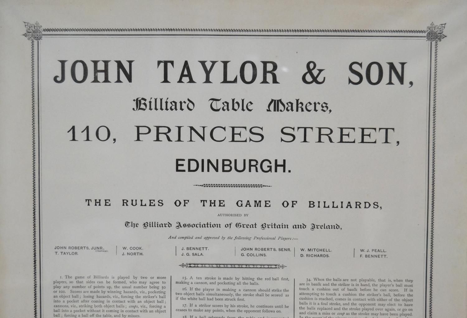 The Rules Of Billiards By Taylor Of Edinburgh photo for sale