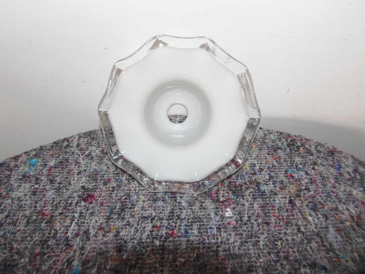 Milky Glass Lamp Shade, 1900s, Antique photo furniture