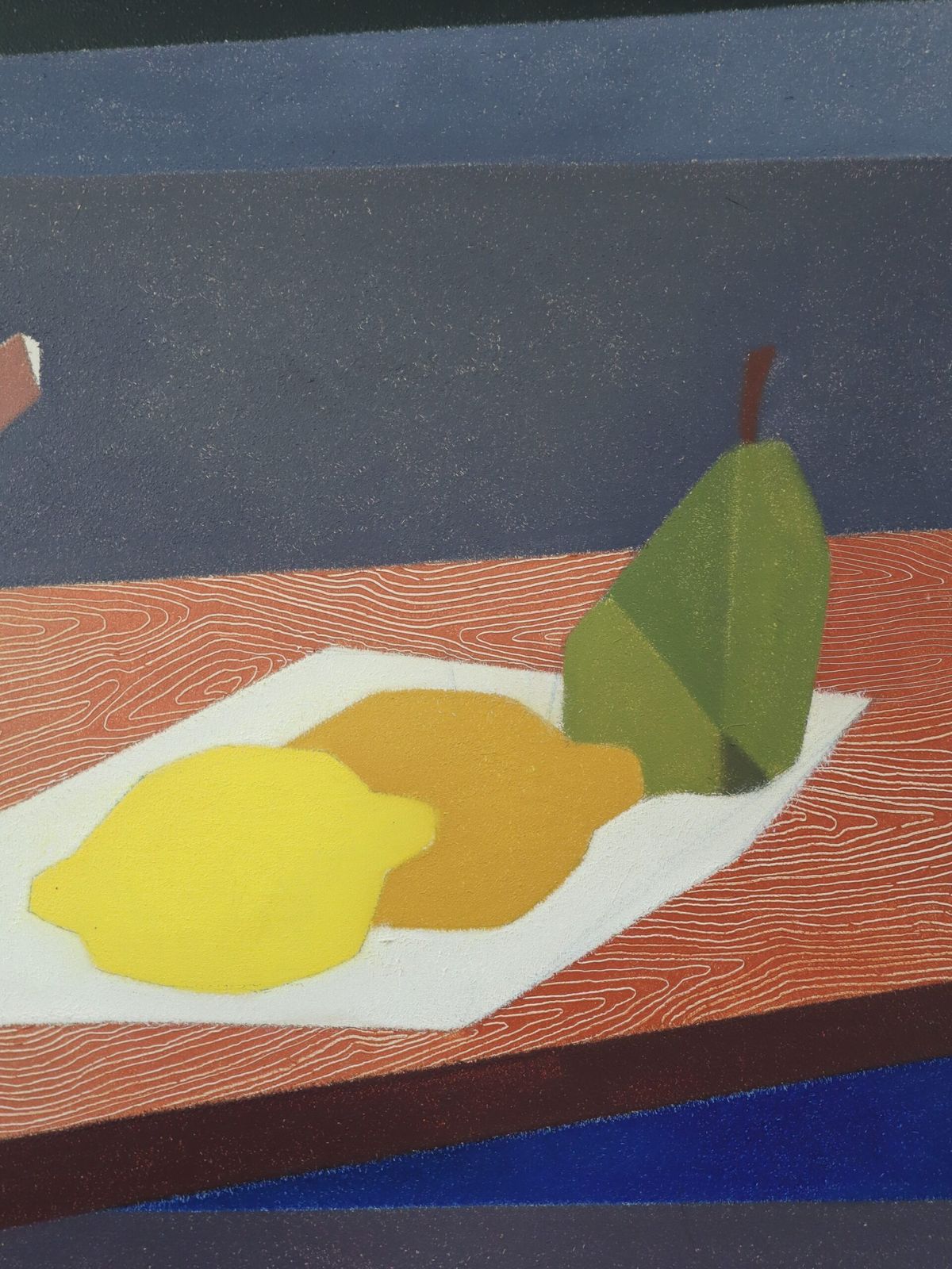 Cubist Citrus Oil Painting, 1960s photo vintage