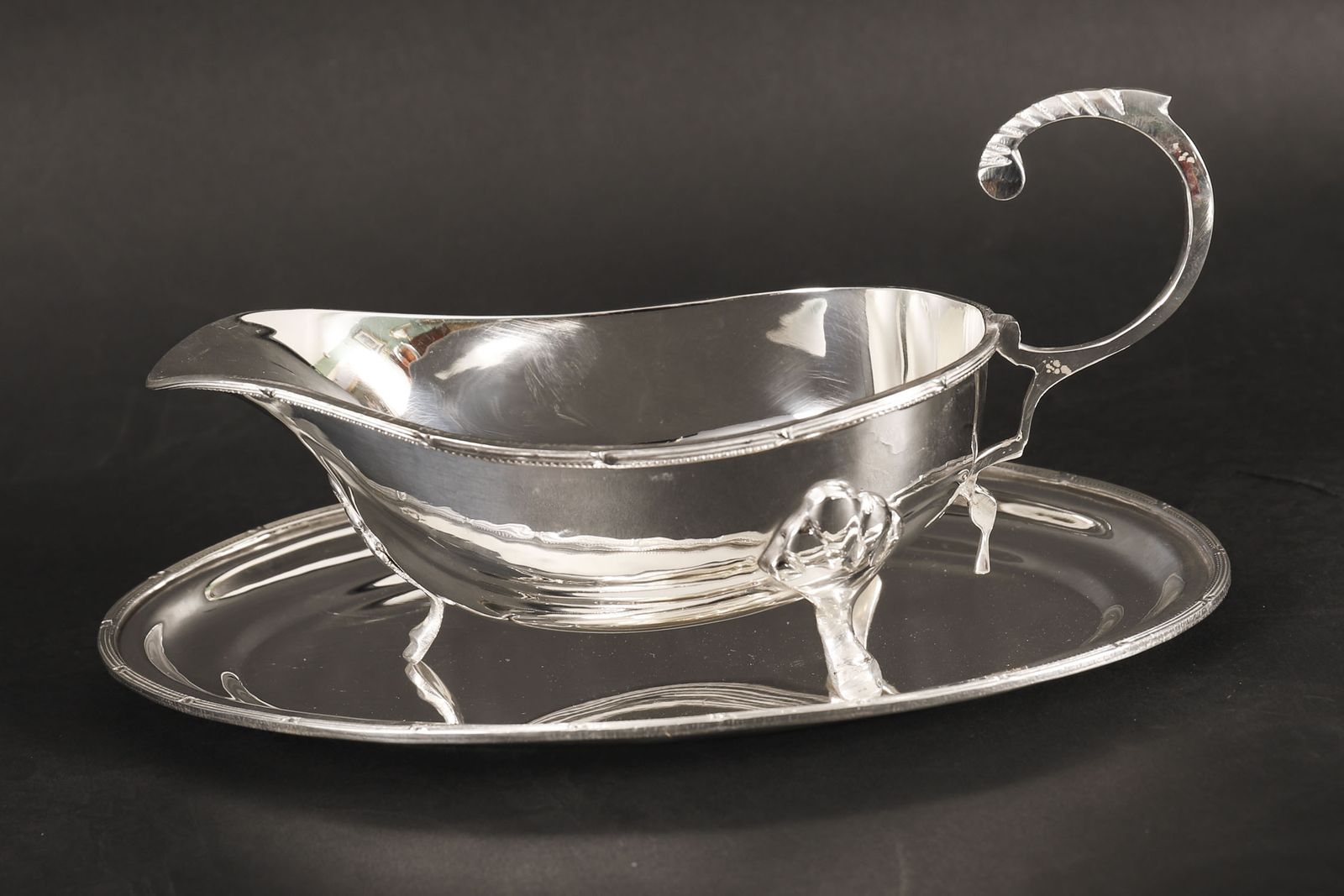 photo buy Antique Pair English Silver Plated Sauce Boats On Stands Circa 1910