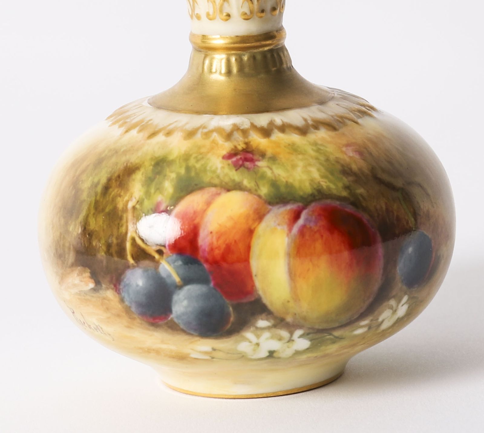Antique Pair Miniature Royal Worcester Porcelain Vases William Ricketts 1925 photo vintage